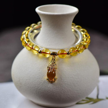 Natural Citrine & Gold Detailed Pixiu WEALTH Bracelet